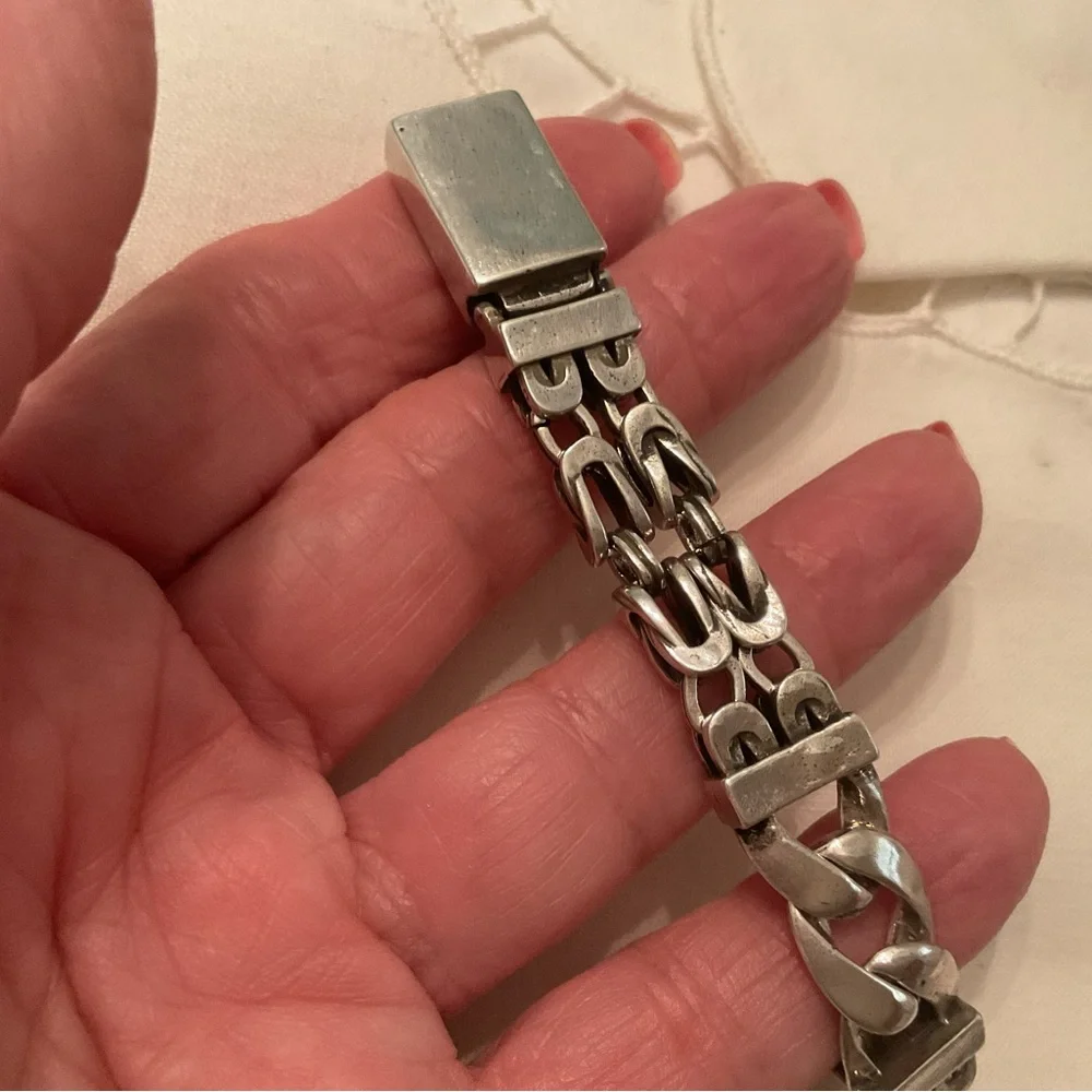 925 CHUNKY STERLING SILVER BYZANTINE DOUBLE LINK 8” BRACELET NEW, WITHOUT TAGS